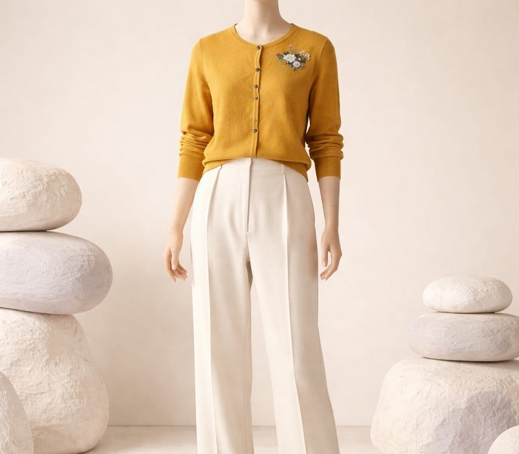 HAND EMBORIDERED AND KNITTED PULLOVER