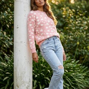 HANDKNITTED HEART SHAPE PULLOVER