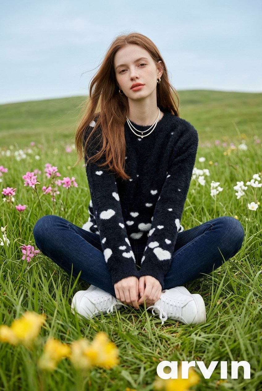 HANDKNITTED HEART SHAPE PULLOVER