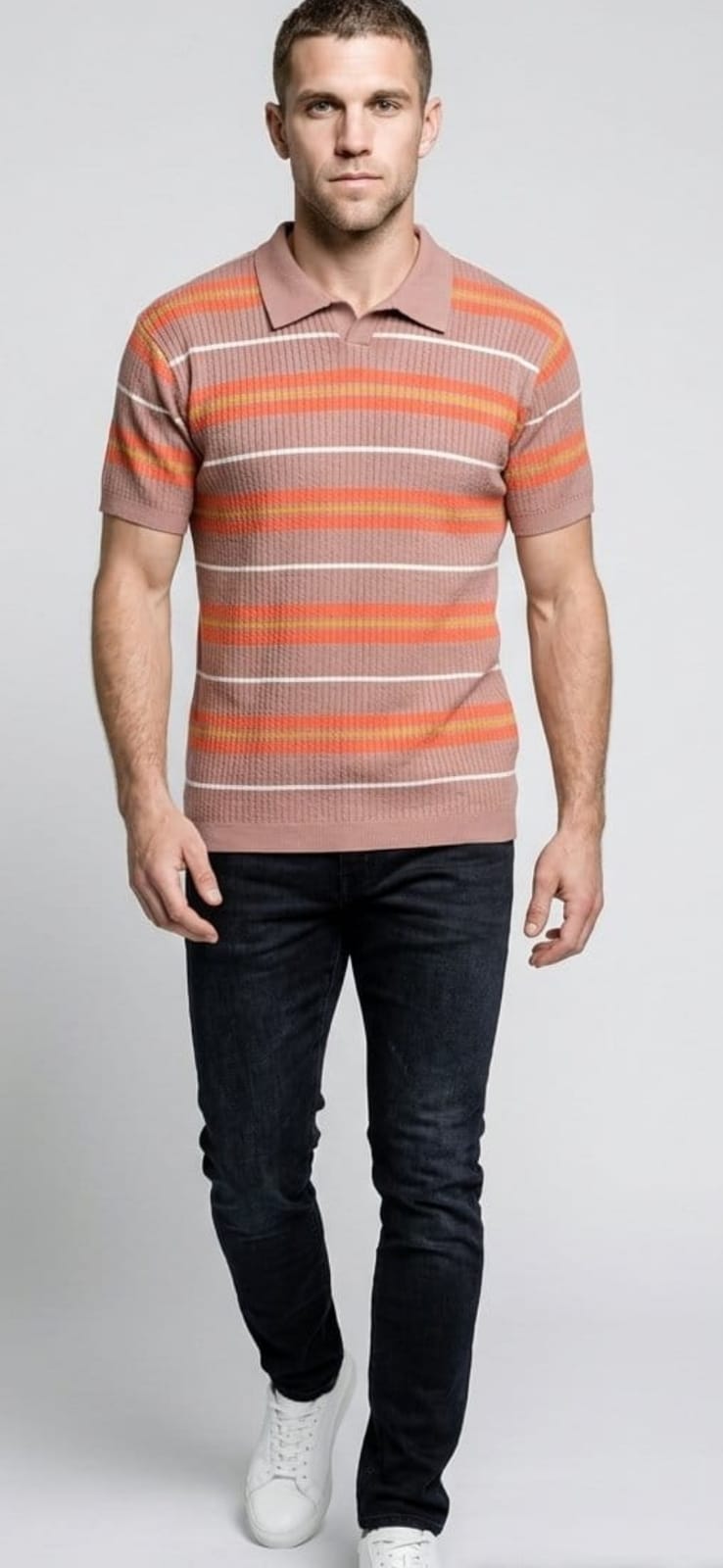 HANDKNITTED STRIPED HALF SLEEVE